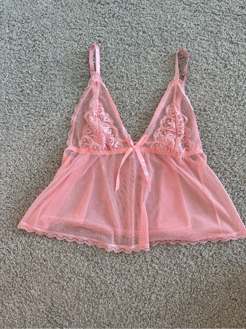 Sheer Lace Babydoll Chemise - Pink